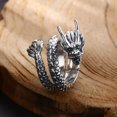 thumbnail image 4 of HOOUN Bague Dragon Cercle Rétro Chanceux en Argent 925 pour Hommes 19.2g, 4 of 5