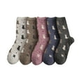 thumbnail image 6 of GETAJGHSD 5Pairs Elastic Wool Socks Assorted Color Warm Calf High Socks with Kitten Pattern, 6 of 8