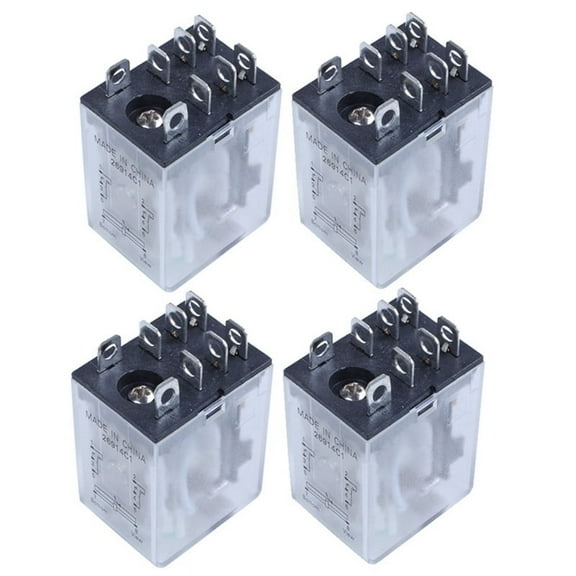 4X JQX-13F LY2 DC 12V Coil 8-Pin DPDT Green LED Electromagnetic Relay