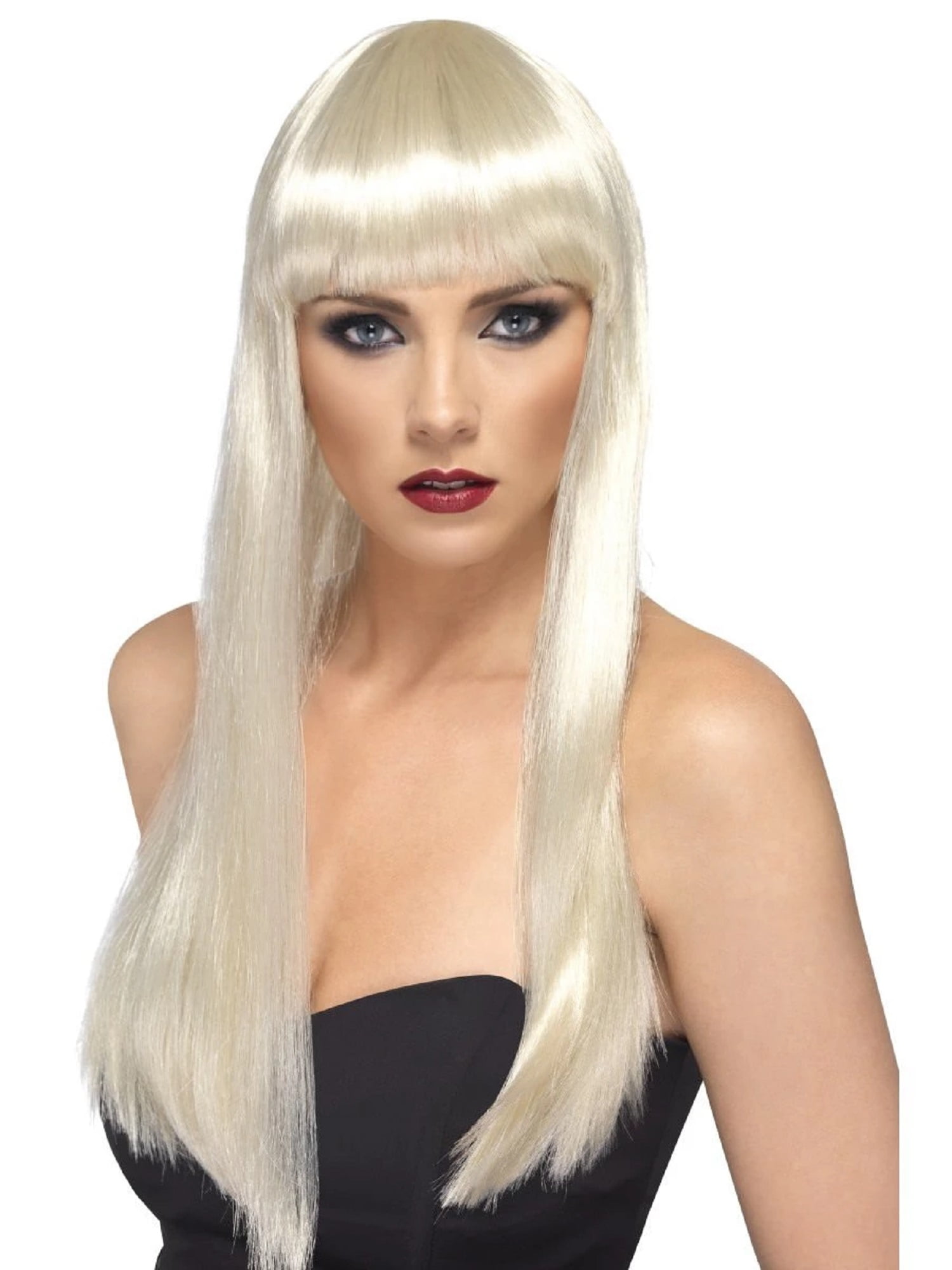 26&quot; Blonde White Beauty Straight Long Hair Women Adult Halloween Wig
