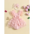 thumbnail image 4 of Musuos Baby Girls Rompers Dress 0-18M Feather Fly Sleeve 3D Butterfly Mesh Tulle Skirt Hem Bodysuits with Headband for Summer, 4 of 10