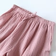 thumbnail image 3 of Women Casual Cotton Linen Shorts Elastic High Waisted Drawstring Wide Leg Short Summer Beach Shorts with Pocket, 3 of 5