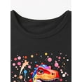 thumbnail image 3 of Camiseta con estampado gráfico de dinosaurio de dibujos animados coloridos, camiseta de manga corta con cuello redondo, informal y moderna para niño para primavera y verano, ropa para el día a día., 3 of 6