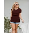 thumbnail image 5 of Yawrut Breastfeede Clothes For Woman,Wine red Round-neck Comfortable Double-layer Short-sleeved Postpartum Breastfeeding Top, 5 of 6