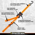 thumbnail image 4 of SmartStraps 1-1/4 in. x 10 ft. Orange RatchetX Heavy Duty Ratchet Tie Down Straps with Black Grip, Padded Handle, 1,000 lb. Safe Work Load - 2 pack, 4 of 8