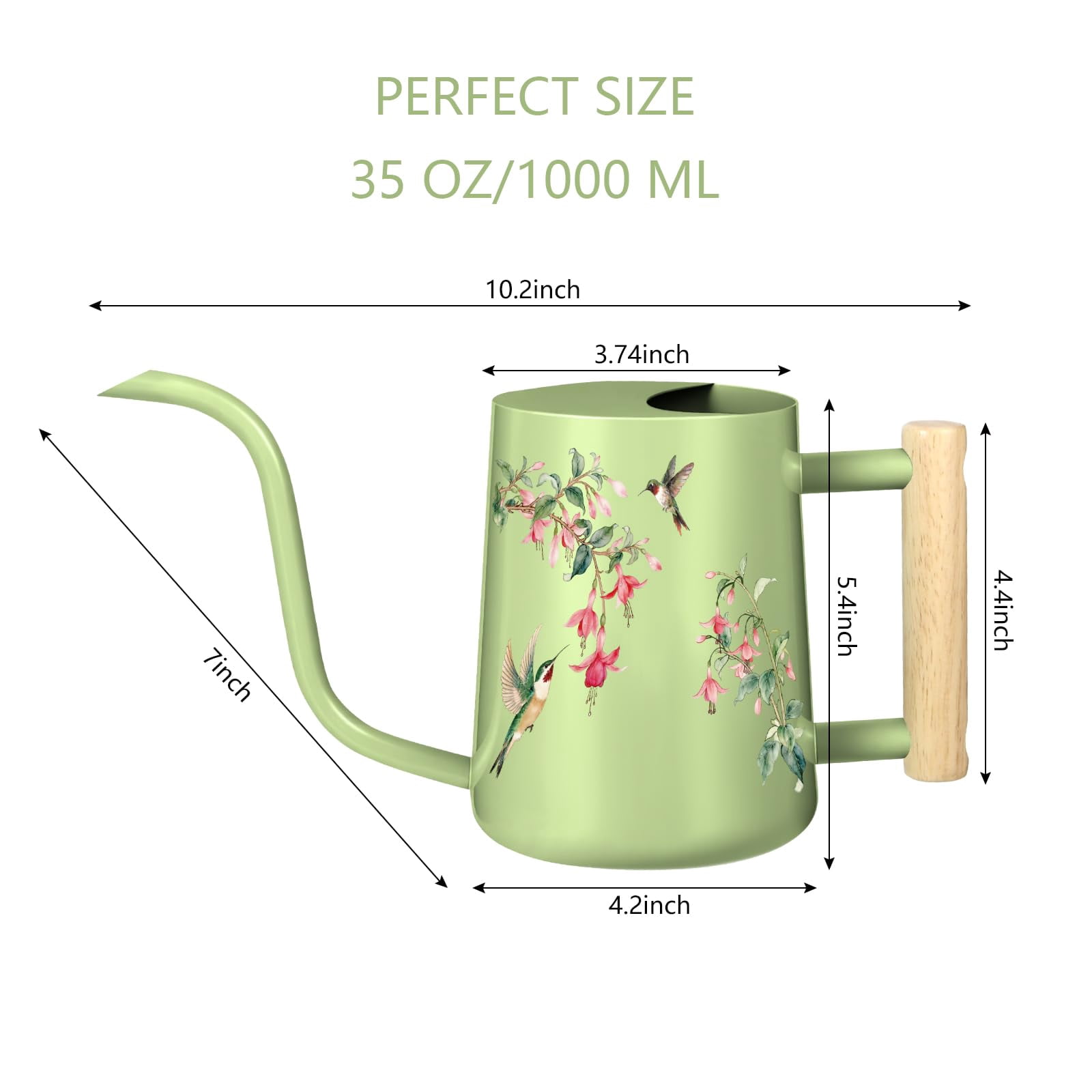 Watering Can Indoor Plants, 35oz Small Stainless Steel Metal Watering Can Modern Decorative Watering Pot with Long Spout for Indoor House Plant Bonsai Garden Flowers (Copper) - SAGA GREEN 1
