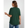 thumbnail image 5 of LANREMON Womens Tops Plus Size Short Sleeve Tops Summer Loose Basic Scoop Neck Cotton Top for Women for Ladies Women Shirts Dark Green 4XL, 5 of 8