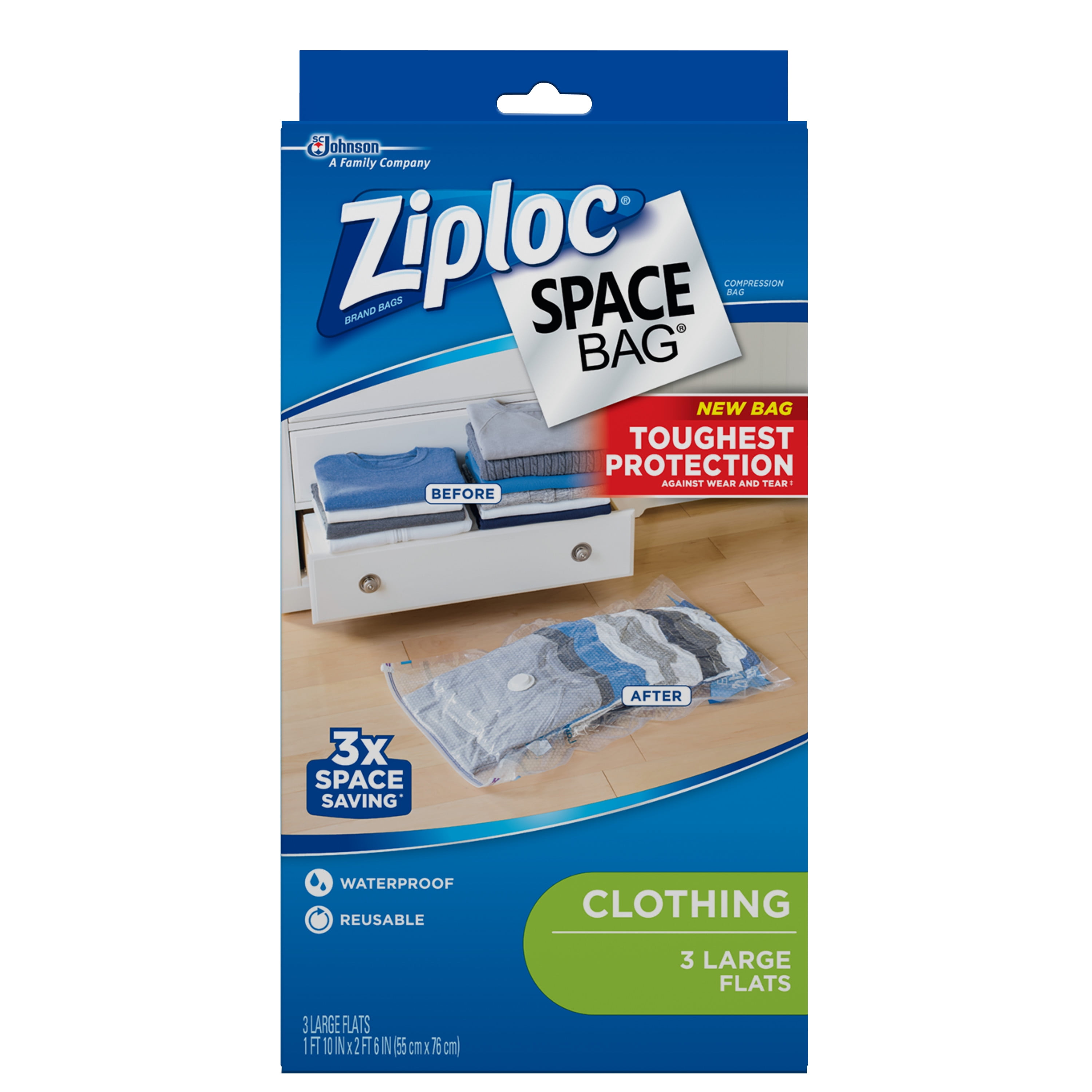 Ziploc Space Bag 15 Count Vaccuum Roll Up Bags Storage Travel NEW