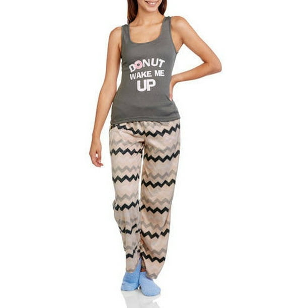 Body Candy Juniors' Knit Pajama Tank Top with Luxe Fleece Sleep Pant