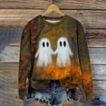thumbnail image 2 of Lcziwo Spooky Sweatshirt Women Halloween Funny Ghost Print Sweater Long Sleeve Crew Neck Loose Pullover Spooky Season Casual Fashion Tops Brown,XXL, 2 of 4