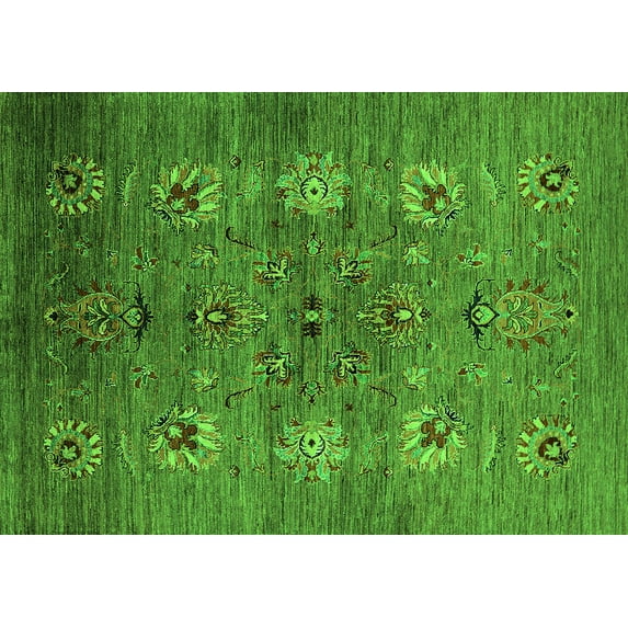 Ahgly Company Indoor Rectangle Oriental Green Industrial Area Rugs, 5' x 8'