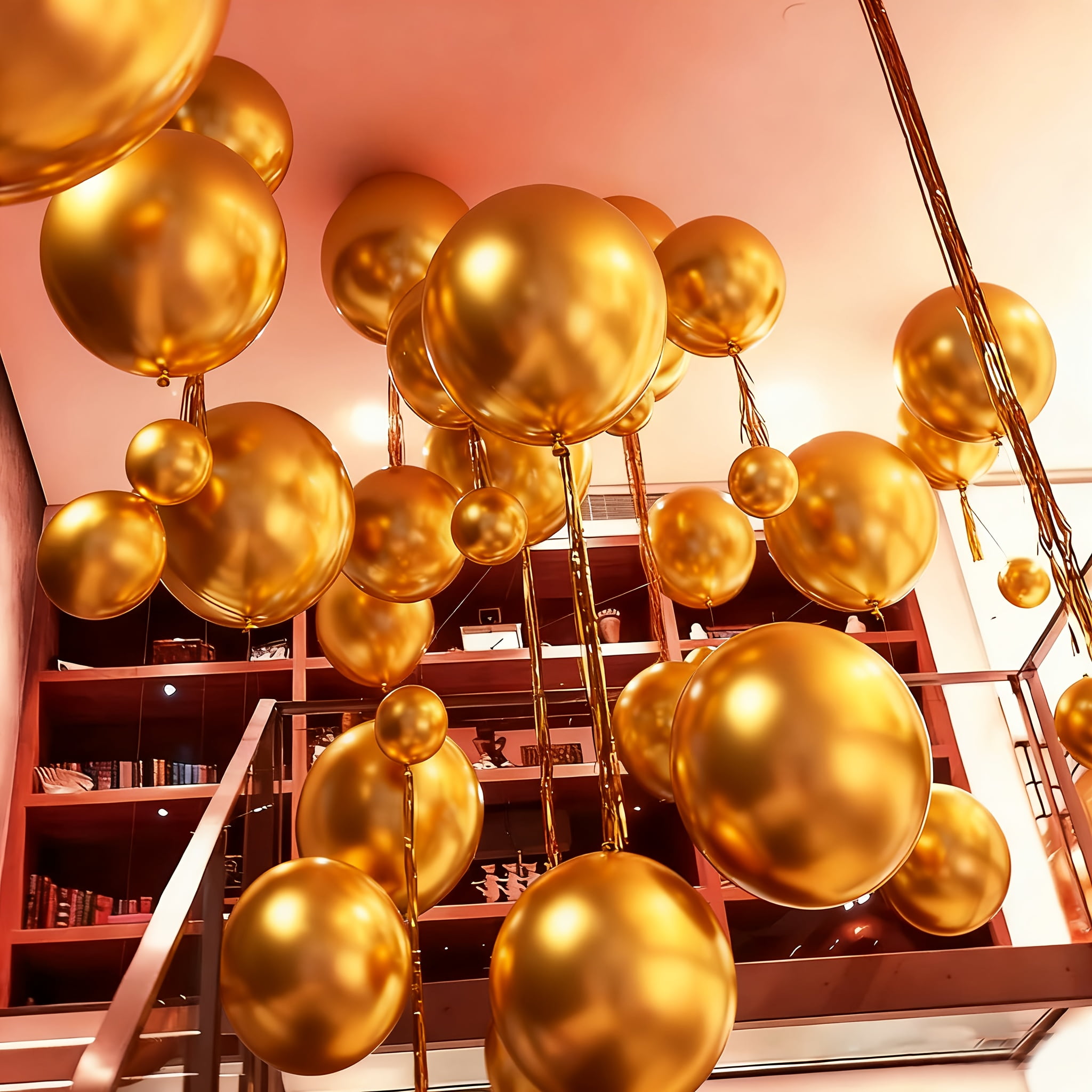 24pcs/set Golden 4D Metallic Foil Balloon Set- 10/18/22 Inch Glossy Balloons, Suitable for Weddings, Christmas, New Year, Halloween, Birthdays, Valentine's Day & Engagement Party Decorations