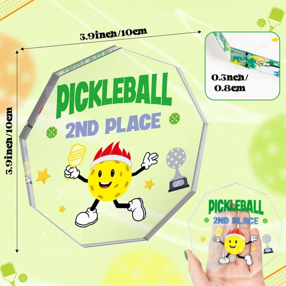 Grobro7 Pickleball Acrylic Ornament Desktop Decorations,Creative Gift,3-Piece
