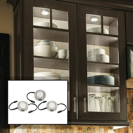 

American Lighting Mvp Nickel Under Cabinet Led 3-Puck Light Plug-In Kit