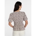 thumbnail image 4 of Time and Tru Women's and Women's Plus V Neck Shirred Peplum Top, Sizes XS-XXXL, 4 of 6