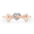 thumbnail image 2 of Round Cut White Cubic Zirconia Dog Bone Heart Promise Ring For Women In 14K Rose Gold Plated 925 Sterling Silver (Color: White, Clarity: VVS1-VVS2) -7, 2 of 6