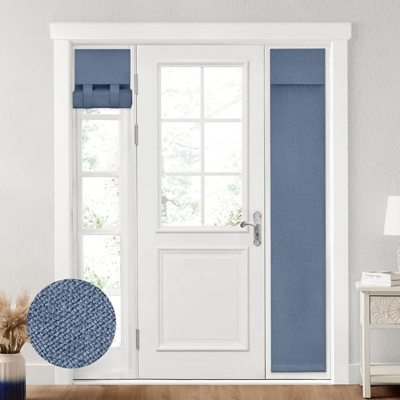 100% Blackout Linen Sidelight Curtain Panel for Front Door, 12"W x 68"L