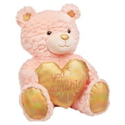Way To Celebrate 13" Pink Plush Bear with Gold Heart, You Are My Sunshine