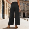 thumbnail image 5 of Lounge Pants Women 2026 Spring Summer Elastic High Waist Wide Straight Leg Casual Loose Cotton Linen Pants with Pockets, 5 of 6