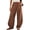 Coffee women cotton linen pants a1, variant on Women Cotton Linen Wide Leg Pants Elastic Waist with Pockets Casual Loose Long Trousers for Summer Beach Vacation Lounge Travel, Khaki M