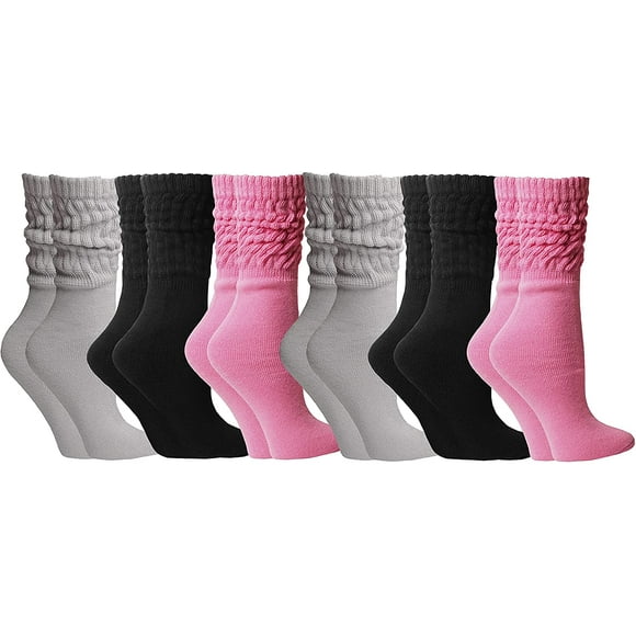 6 Pairs AmPm Womens Cotton Slouch Chunky Socks, Womens Knee High Boot Socks
