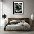 thumbnail image 3 of Stephen Chambers 25x32 Black Ornate Wood Framed With Double Matting Wall Art Titled - Death Star Graffiti, 3 of 6