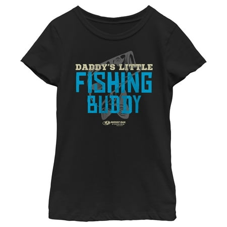 Girl s Mossy Oak Daddy s Little Fishing Buddy Graphic Tee Black X Large