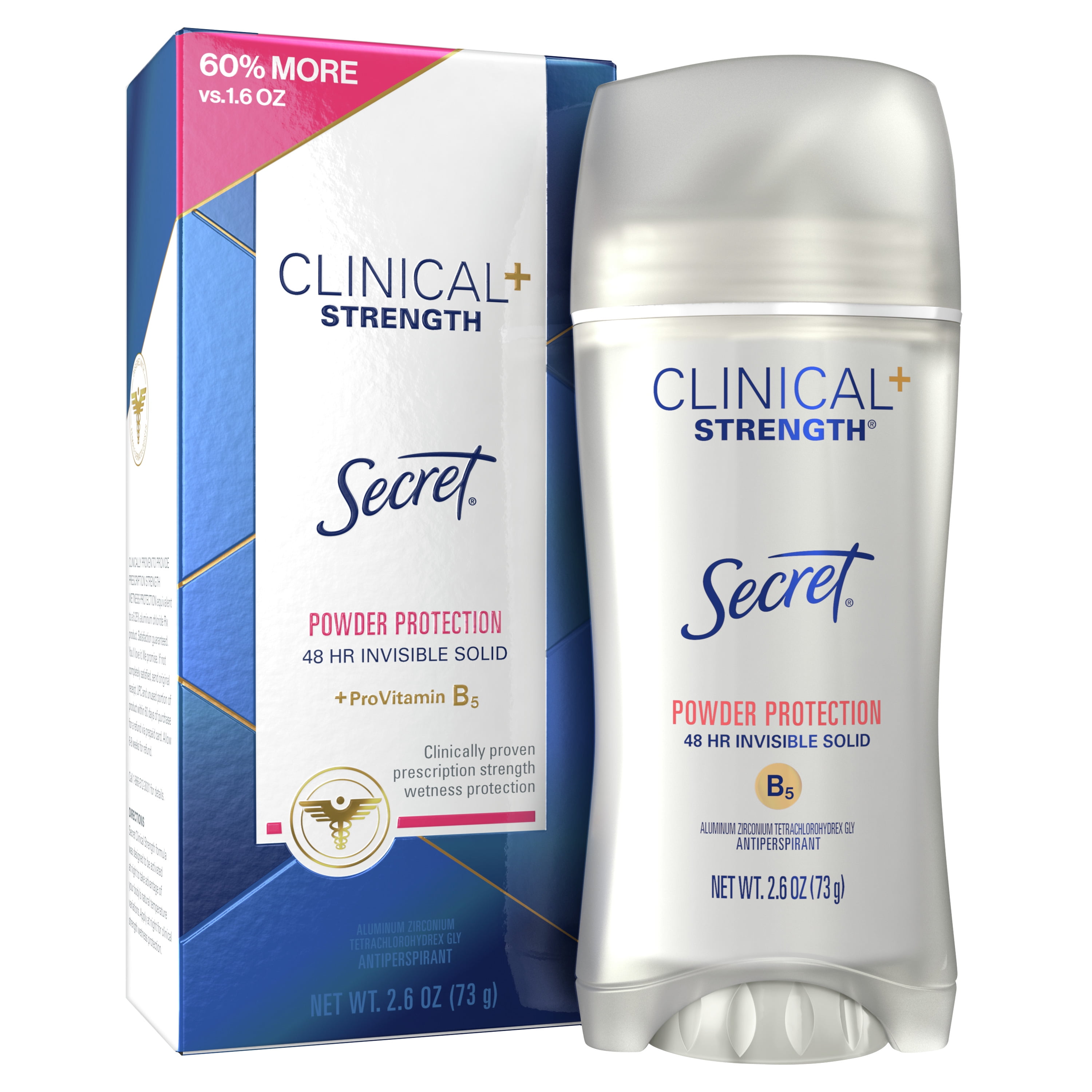 Secret Clinical Strength Invisible Solid Antiperspirant and Deodorant, Protecting Powder, 2.6 Oz