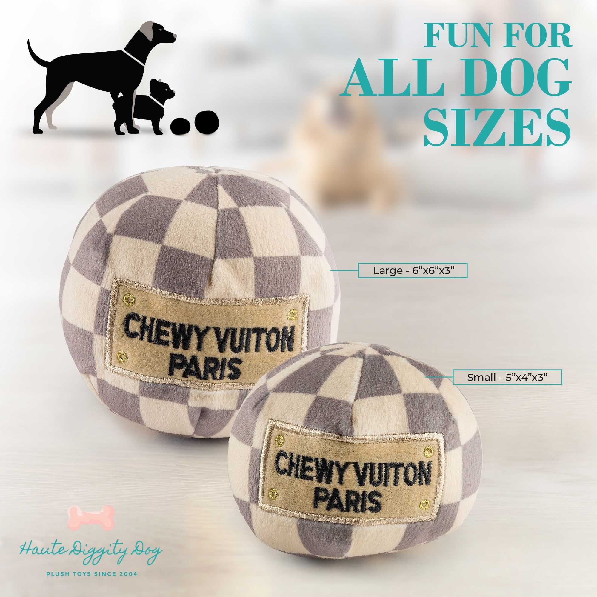  Haute Diggity Dog Chewy Vuiton Black Checker Collection – Soft  Plush Designer Dog Toys with Squeaker and Fun, Unique, Parody Designs from  Safe, Machine-Washable Materials for All Breeds & Sizes 