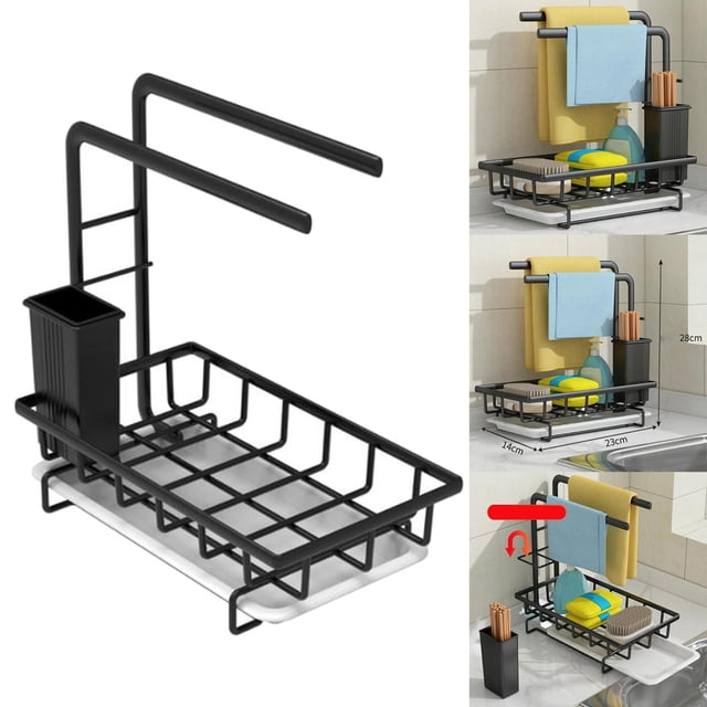 Cocina Baño Fregadero Esponja Organizador Independiente Abierto y hueco Fondo Cepillo Jabonera Durable Uso multiposición Colgador de paños de Soledad tendedero de encimera