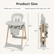 INFANS Baby High Chair, High Chairs for Babies & Toddlers with Adjustable Height Backrest Footrest Removable Tray, Easy to Clean PU Seat Convertible Quick Folding Portable Highchair