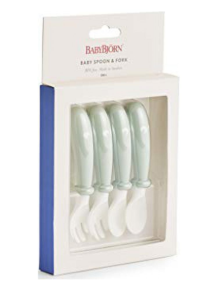 BabyBjorn 2-Piece Powder Green Flatware Set