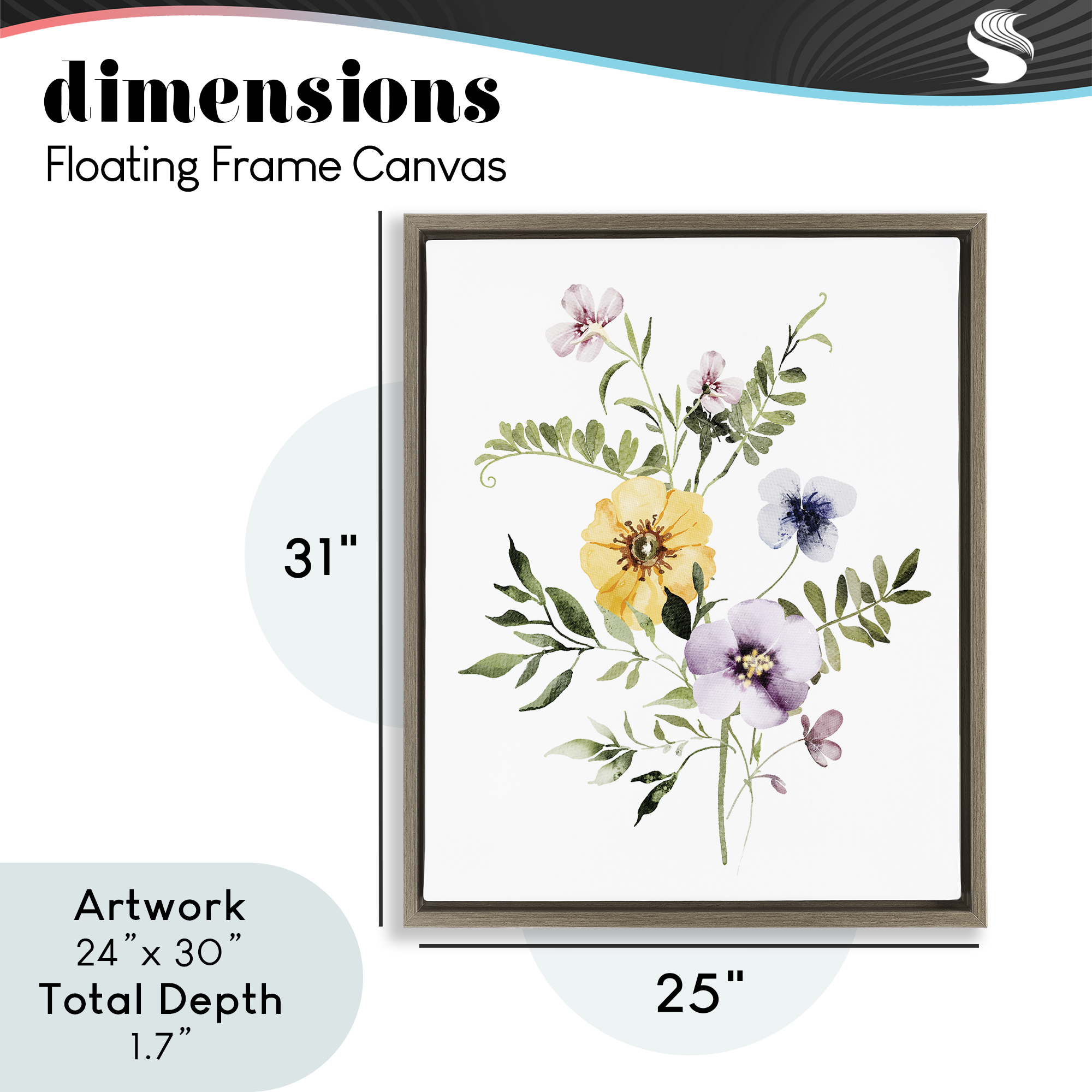 Garden Herbs Blooming Brown Framed Floater Canvas Wall Art, design by Lettered and Lined