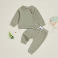 thumbnail image 2 of NOLDARES Toddler Baby Boy Clothes Fall Winter Outfits 2 Piece Set Print Sweatshirt Tops + Joggers Pants Casual Clothing(Light Green,6-12 M), 2 of 9