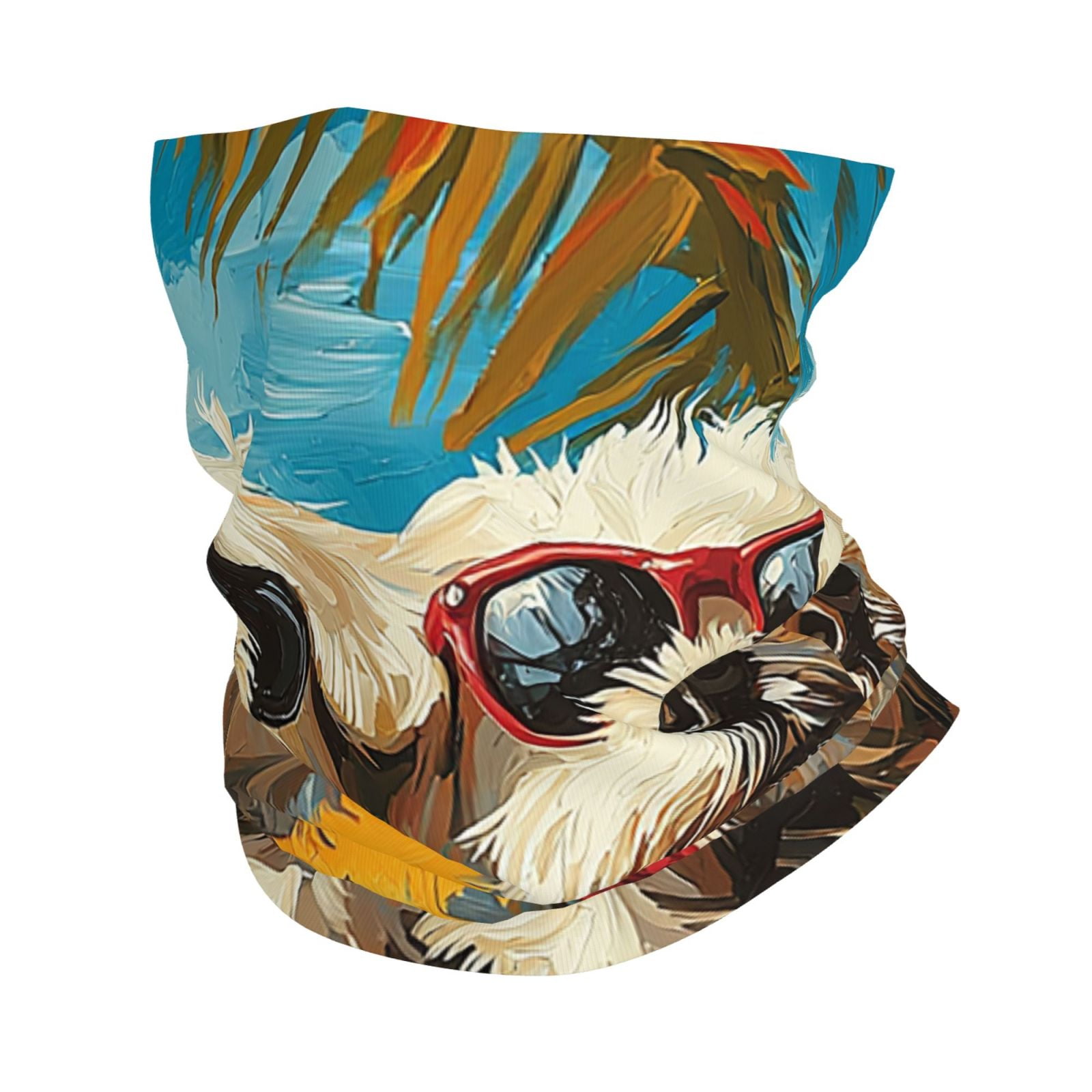 Face Mask Neck Gaiter Windproof Bandana Headwear Breathable Cover Outdoor Scarf Westie Dogs Tropical Retro