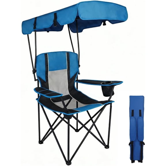 Portable Canopy Camping Chair 380 LBS Capacity Heavy Duty Oversized Folding Lawn Chair with Sunshade for Beach, Fishing, Sports & Outdoors