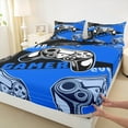 thumbnail image 4 of Feelyou Gaming Gamer Kids Twin Sheet Sets, Game Gamepad Controller Twin Fitted Sheet, Blue Cartoon Style Flat Sheet, Super Cozy Room Decor, 3-Piece, 4 of 8