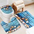 thumbnail image 3 of 3 Piece Bathroom Mat Set Pedestal Rug + Lid Toilet Cover + Floor Carpet Bath Mat Doormat Anti-slip Blue Starfish Home Decor, 3 of 8