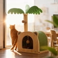 thumbnail image 6 of Qiyester Coconut Tree Shaped Wooden Cat Scratching Board Toy with Hanging Ball, Indoor Interactive Wooden Cat Bed Suitable for Small to Medium-Sized Cats, 6 of 7