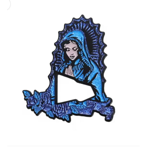 Virgin Mary Blue Enamel Metal Hat Pin