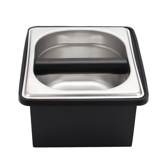 Caja de acero inoxidable Espresso Knock Box DIBTSA con soporte, 18,5 x 17 x 10,8 cm