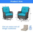 thumbnail image 4 of POCASSY Outdoor Swivel Rocking Glider Chairs Set of 2, All Weather Gray Wicker Patio Furniture Set with Deep Seat for Balcony, Porch and Backyard, Lake Blue, 4 of 9