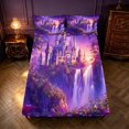 thumbnail image 4 of Homewish Purple Castle Queen Sheets, Dreamy Floral Flower Queen Sheet Sets for Girls, 4 Pieces, 1 Flat Sheet, 1 Fitted Sheet and 2 Pillowcases, 4 of 6