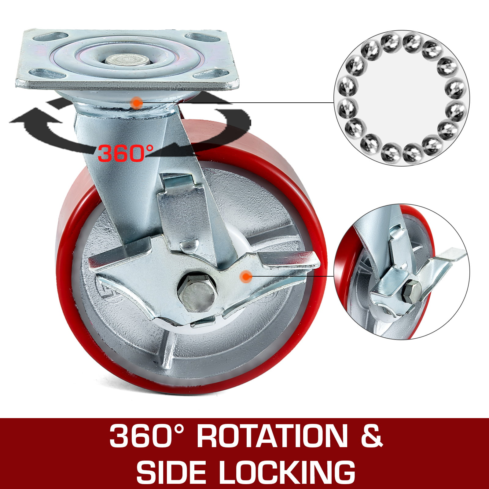 Details about   3"/4"/5" Rubber Rotatable Wheel Screw Caster Machine Wheel Heavy Duty 