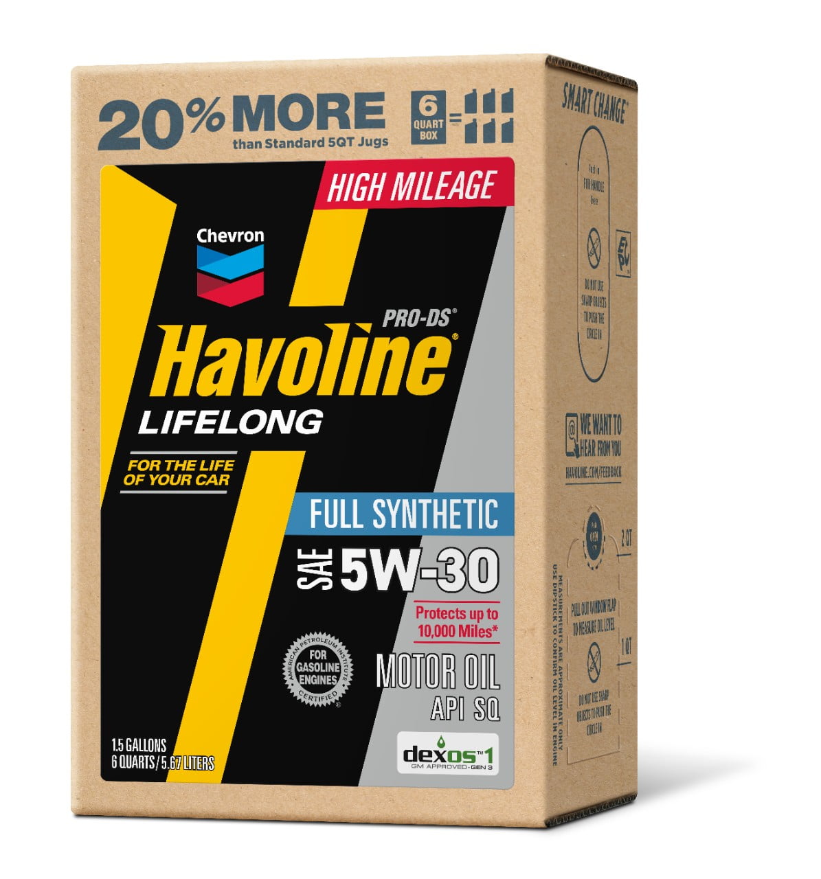 シェブロン オイル 5w-30 新品未開封 4本 Chevron Havoline Lifelong 5W-30 Full Synthetic Motor Oil, 6