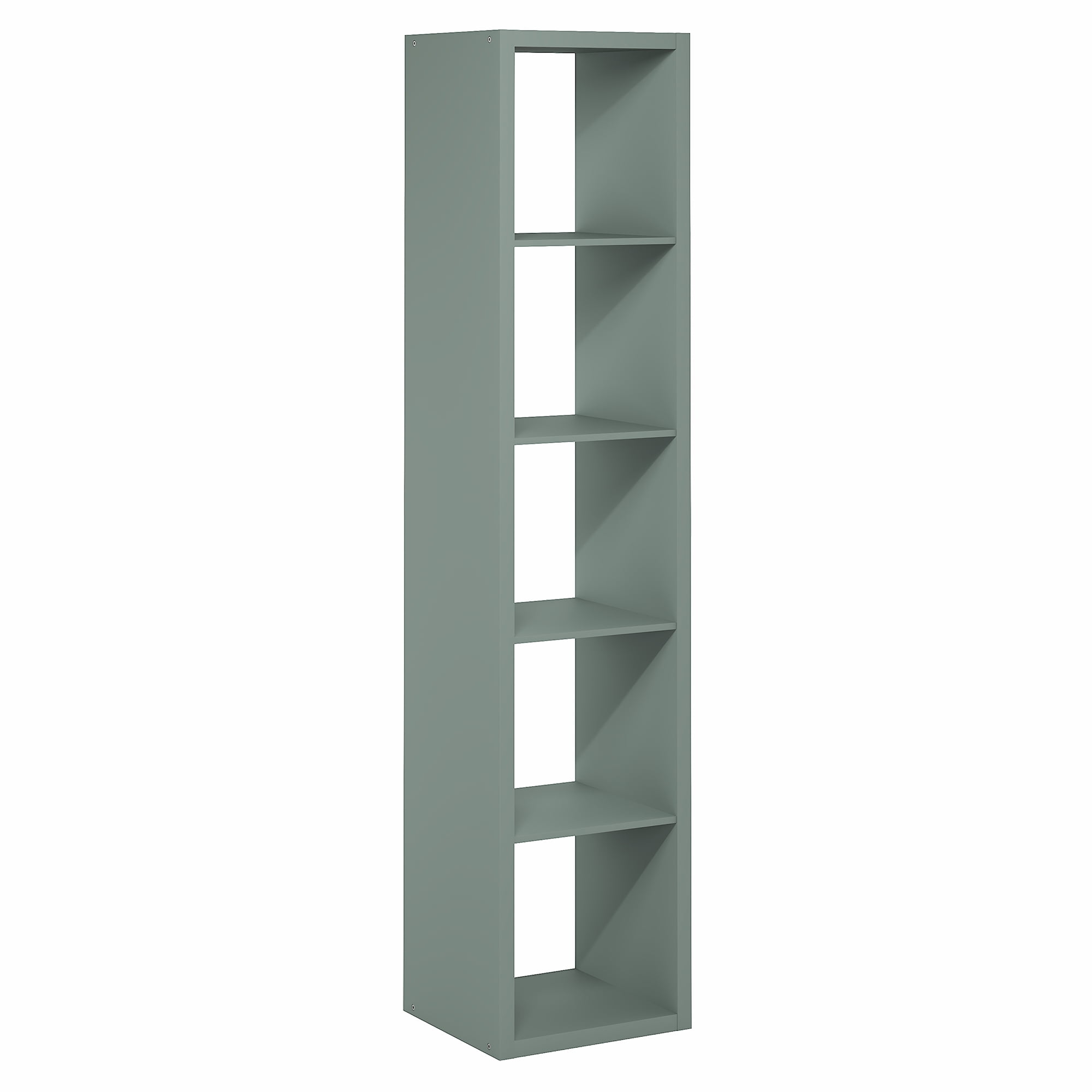 Furinno CUBICLE Book Shelf, 5-Cube Vertical Thick Frame Bookshelf, Horizontally & Vertically Reversible Bookcase with Open Back, 14.6 x 15.9 x 72, for Living Room, Bedroom, Home Office, Sage Green