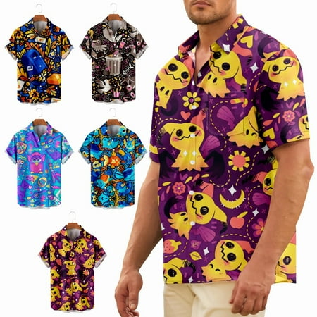 

Men s Aloha Button Down Polo Shirts Funny Party Tops Plus Size Men
