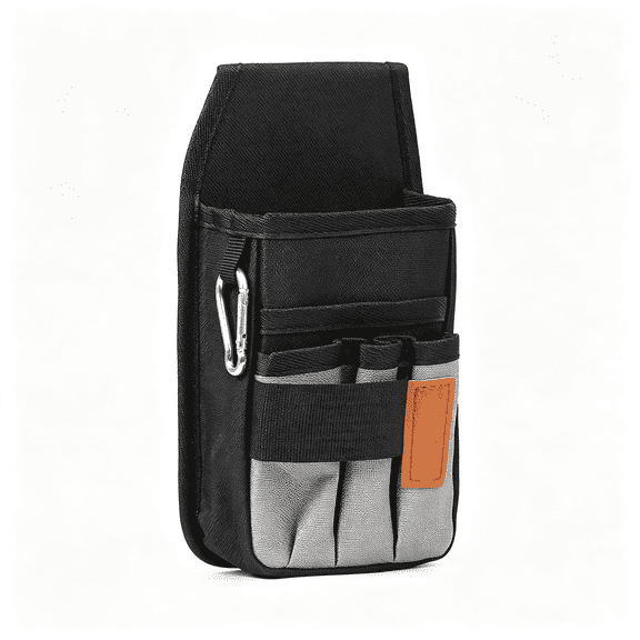 GASTROPOD Small Tool Pouch with Belt Clip,Tool Belt Pouches,Electrician Tool Pouch.Mini Organizer Pocket Attachment for Tool Belt,5 Pockets and Heavy-Duty Metal Belt Clip Attachment.