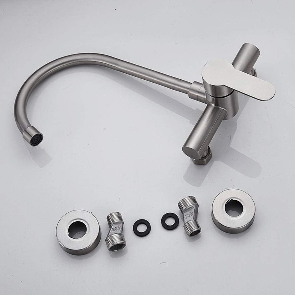 Wall-mounted wall-mounted, hot and cold, 304 stainless steel, kitchen, sink, balcony laundry pool, double hole, faucet