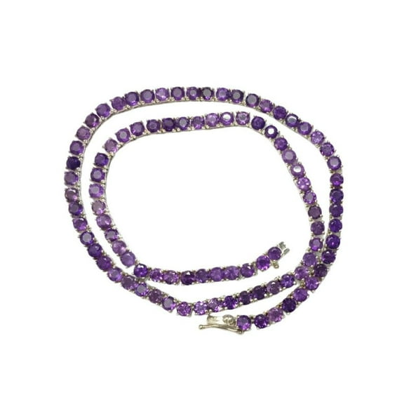 Amethyst Necklace, Amethyst Tennis Necklace, 925 Sterling Silver, Amethyst Jewelry, February Birthstone, Gift For Her, Women, Wife